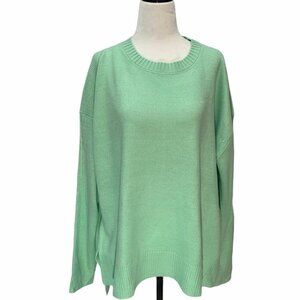 ISAAC Mizrahi💚Crew Neck Green Knit Ling Sleeve Sweater Size L